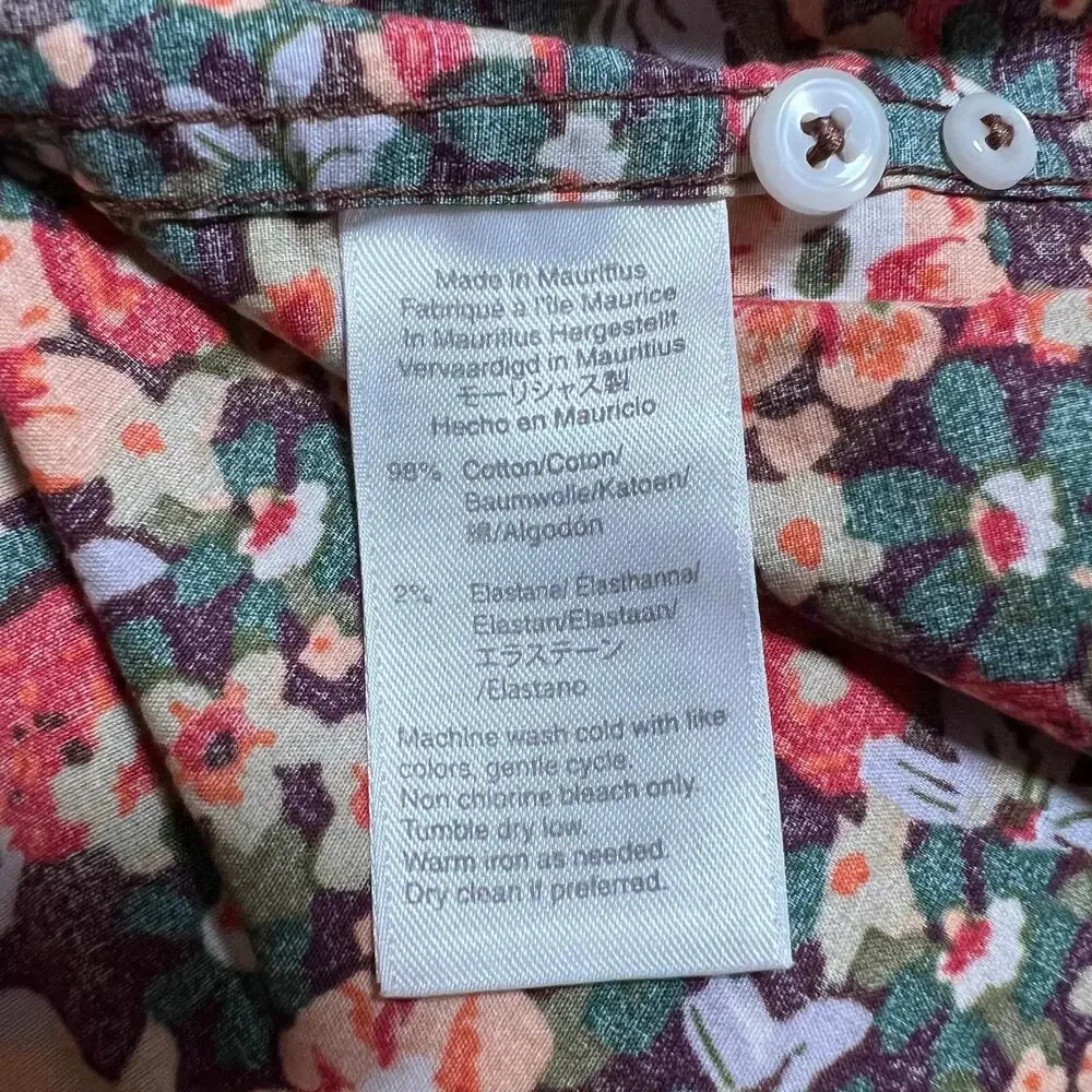 J. Crew Mens Secret Wash Shirting Slim Untucked Floral Button Shirt Size S Short